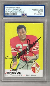 JIMMY JOHNSON PSA DNA SIGNED 1969 TOPPS CARD AUTOGRAPH SAN FRANCISCO 49ERS HOF - Picture 1 of 1