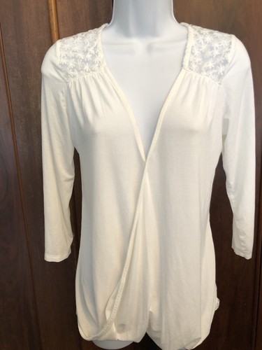 OFF WHITE Camicetta top donna Shannon Ford New York colore bianco sporco taglia S rete pizzo