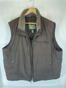 Eddie Bauer Hombres Premium Plumón de Ganso Chaleco Cuello Sherpa Talla XXL Chaleco Abombado Marrón - Imagen 1 de 12