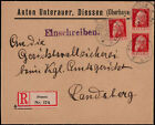 Bayern; 10 Pf. (3) MEF. auf Reco.-Brief  "DIESSEN" 1911, Ludwigsburg, waagr. Bug