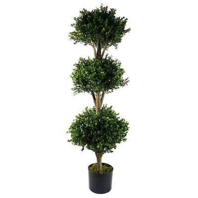 Buxus Triple Ball Artificial Tree UV Resistant Outdoor Topiary  120cm - Image 1 of 4