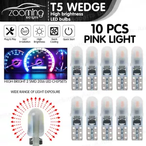 10x Bombillas LED de xenón rosa cuña para coche T5 3528 2SMD 17 18 27 58 70 74 2721 - Imagen 1 de 6
