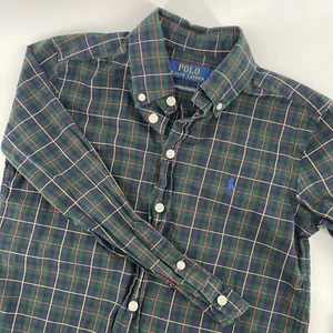 Polo Ralph Lauren Plaid Button Down Shirt Natural Stretch Kids Size S - Picture 1 of 6