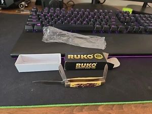 Ruko Ruk0063  Simulated Deer Horn Scale Folding Pocket Knife (3 BLADE) - Picture 1 of 4