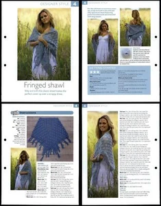 Fringed Shawl #4 Designer Style - The Art Of Crochet 2 Page Pattern - Picture 1 of 1