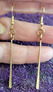 Earrings - Golden Beauty Drop Dangle - 1 Pair - Gold Tone - Very Unique! 2 1/4" - Picture 1 of 5