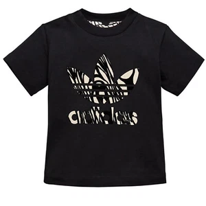 Adidas Originals Trefoil Zebra Tee Kids Baby Shirt D98809 Black Beige - Picture 1 of 2