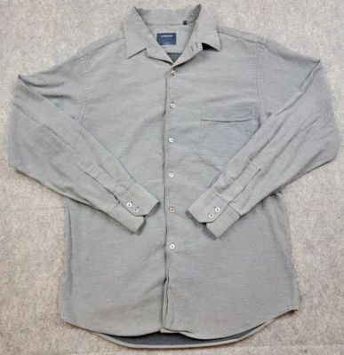 Camisa Lorenzini Para Hombre Grande Gris Manga Larga Abotonada Hecha en Italia Foto 1 de 4