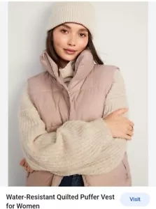 Old Navy Water-Resistant Quilted Puffer Vest Sz.L For Women Icelandic Mineral - Picture 1 of 17