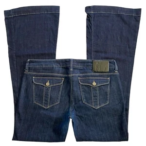 BURBERRY London WINDSOR Flare Leg Flap Pocket Dark Wash Jeans Size W32 Authentic - Picture 1 of 20