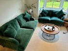 3 + 2 seater sofa set fabric - Green Velvet