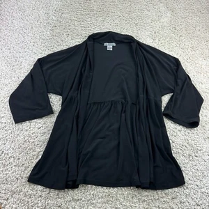 Vintage Suzie Womens Size Medium Long Sleeve Solid Black Cardigan Stretchy  - Picture 1 of 5