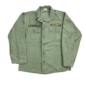 Vintage 70s OG-107 Sateen Shirt Men’s Small Green Army Vietnam Utility Military - Picture 1 of 9