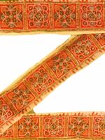 1 Yard Antique Vintage Sari Lace Border Wide Trim Indian Sewing Ribbon ST1779 