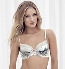 M&S Rosie Cream Blue Silk & Lace Exotic Floral Non Padded Bra Uk 32F