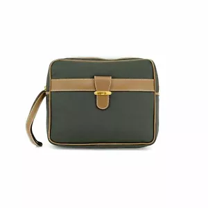 Bolso de Lavado Muñequera DUNHILL De Colección Años 90 Para Hombre Marrón Granulado Con Borde de Cuero Taupe - Imagen 1 de 11