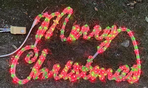 De Colección Feliz Navidad Cuerda Escultura Vacaciones LED Persecución Luces Rojo Verde - Imagen 1 de 3