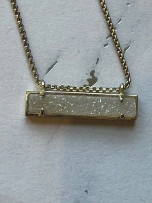 Kendra Scott Leanor Necklace 14K Gold Over Brass Bar Pendant Iridescent Drusy  - Image 1 of 4