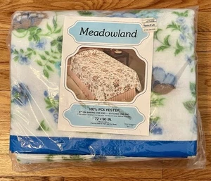 NEW Vintage Rose Meadowland Polyester Twin/Full Blanket With Blue Nylon Binding - Picture 1 of 4