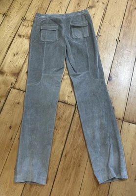 Pig Suede Leather Pants Beige Straight Leg Size 6 EUC - Image 1 of 4