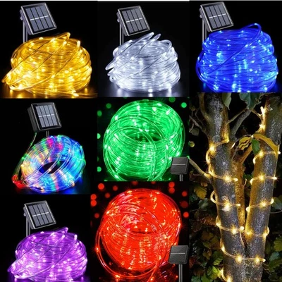 Outdoor Solar LED Powered Fairy String Rope Strip Lights Waterproof Garden Decor - image 1 of 4