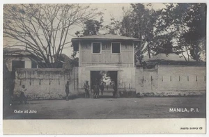 Manila 1907, Filipinas - FOTO REAL Soldados y puerta en Jolo - Postal de colección - Imagen 1 de 2