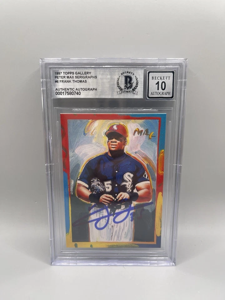 Frank Thomas Signed 1997 Topps Gallery  Peter Max #6 Card Beckett 10 Auto L4 - Image 1 of 2