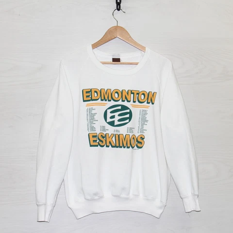 Vintage Edmonton Eskimos Sweatshirt Crewneck Size Medium 1986 80s CFL Cover