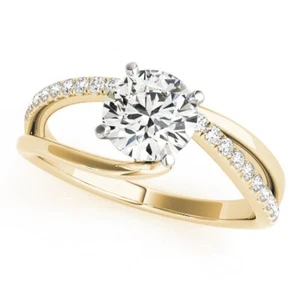 1.00 Ct Round Cut Lab Created Diamond Engagement Ring 14K Solid Yellow Gold C - Picture 1 of 7