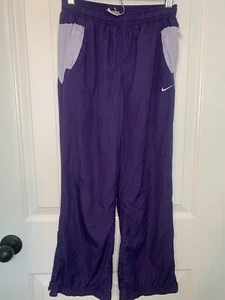 Vintage 00s Purple Nike Fit Mesh Lined Track Pants- Size Kids Medium (10/12) - Picture 1 of 13