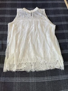 Shannon Ford New York Womens Laced Top XXL Sleeveless Color White Lined - Picture 1 of 10