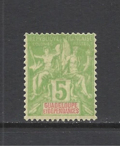 GUADELOUPE SCOTT 31 MH FINE - 1901 5c YEL GREEN NAVIGATION & COMMERCE ISSUE (B) - Picture 1 of 2