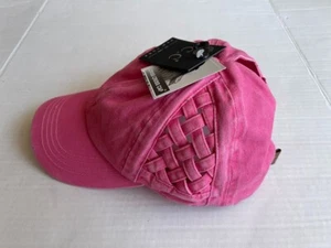 C.C Criss Cross Cap Women's Pink Ponytail 100% Cotton Cap Adjustable - Picture 1 of 16