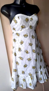 Jack Wills white floral embroidered lined strapless short mini dress size 6 new - Picture 1 of 13
