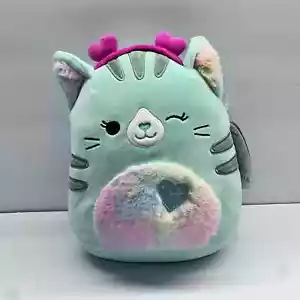 Peluche San Valentino originale Squishmallows Corinna The Cat verde menta 8" nuovo con etichetta - Foto 1 di 9