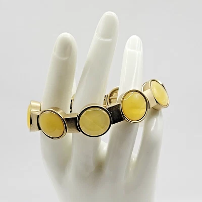 Lia София СТИЛЬ АРТ-ДЕКО золотистый желтый кремовые диски круги эластичный браслет - Изображение 1 из 4