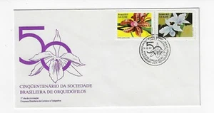 BRASIL 1987 BRAZILIAN ORCHIDS ASSOCIATION 50 YEARS FLOWERS FDC COVER POSTMARK - Picture 1 of 1