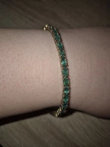 TJC Zambian Emerald Bracelet Size in 14K Gold Overlay Sterling Silver 7.33 Ct - Picture 1 of 17