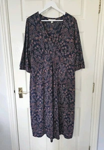 Seasalt The Lake Dress Size 18 Brown & Navy Floral Jersey Care Label Removed - Picture 1 of 8