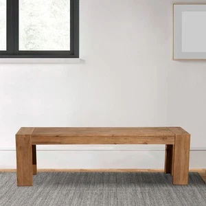 Solid Acacia Wood Bench with Bracket Legs, Brown Brown Americana - Picture 1 of 5