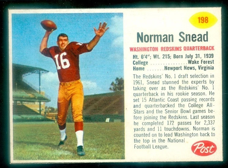 1962 POST #198 NORM SNEAD EXMT - Image 1 of 1