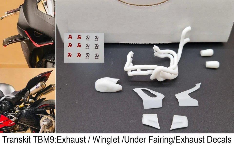 1/12 Transkit Scarico Exhaust / Winglet for Ducati Panigale V4R SBK Tamiya TBM9 - Imagen 1 de 1