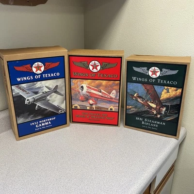Vintage Wings of Texaco Scaled Airplane Replica Die-Cast Coin Banks - Lot Of 3 - Image 1 of 4