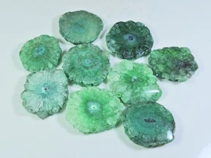 388Cts. Lote de 09 piezas de piedras preciosas sueltas cabujón con forma de mezcla de ágata druzy solar teñida - Imagen 1 de 6