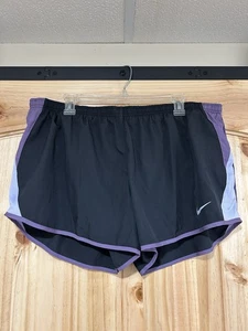 Pantalones Cortos Nike Dri Fit Mujer 2XL Negros con Acentos Laterales Púrpura Cordón Cintura - Imagen 1 de 4