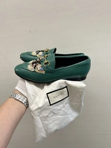 Gucci Green Limited Horsebit Jordaan Loafers Green Multicolor 36 EU 6 US - Picture 1 of 11