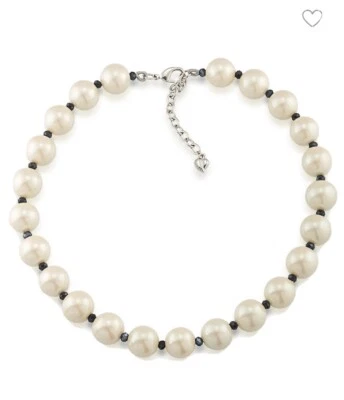 COLLAR CAROLEE TONO PLATA HEMATITA E IMITACIÓN 14MM PERLA 18" XX327 $55 Foto 1 de 2