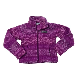 Columbia Jacket Girls XXS Berry Dove Benton Springs II Printed Fleece Full Zip - Picture 1 of 11