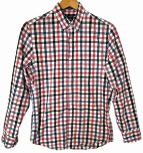 Camisa J Crew Para Hombre Pequeña Roja Blanca Azul A Cuadros Manga Larga Con Botones Preppy - Imagen 1 de 3
