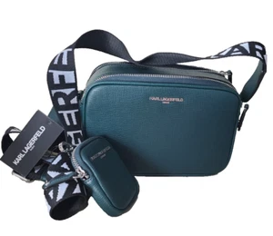 Karl Lagerfeld Paris Maybelle Umhängetasche Kameratasche Handtasche jägergrün neu mit Etikett 198 $ - Bild 1 von 10